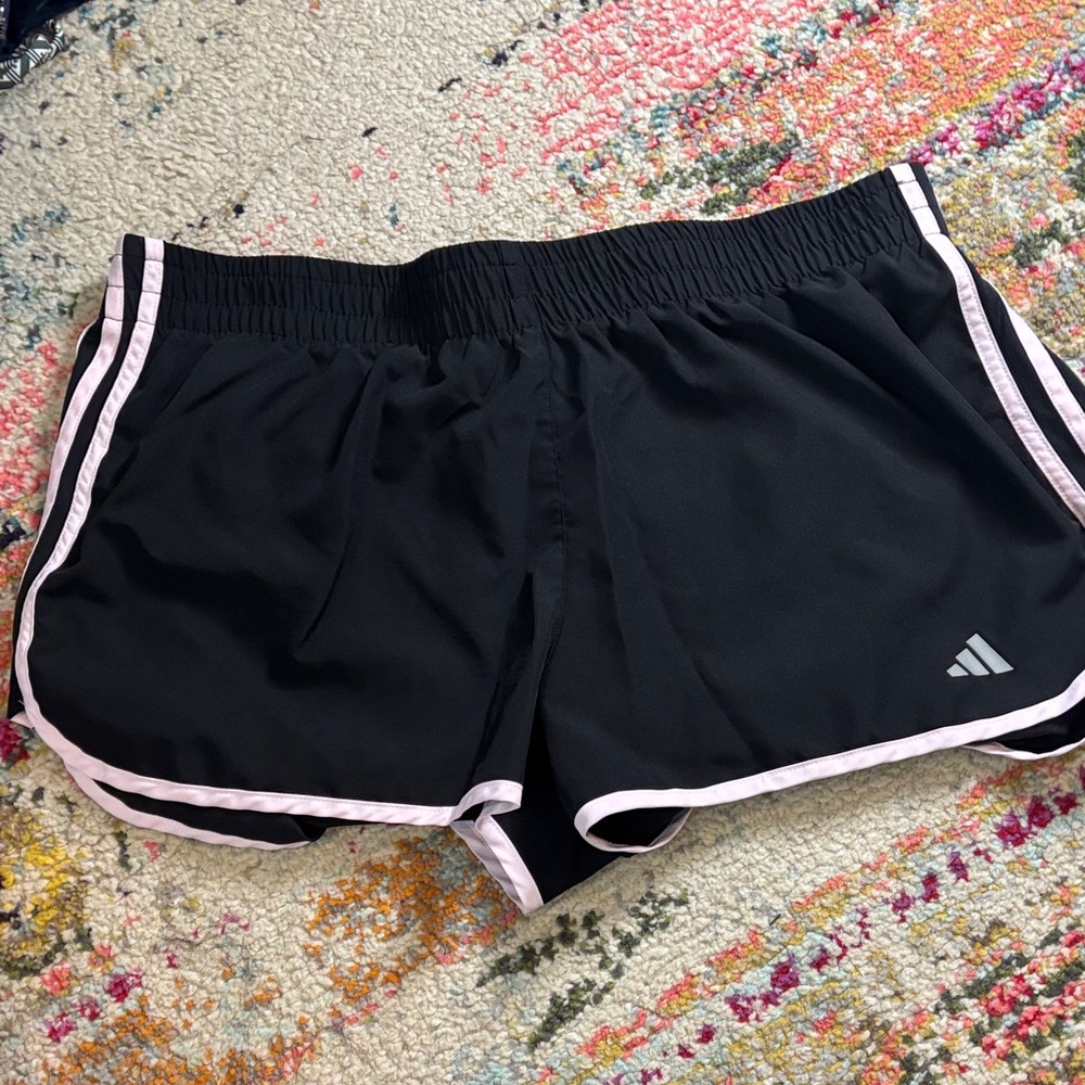 Adidas Women's Athletic Shorts Black with Pink Accents